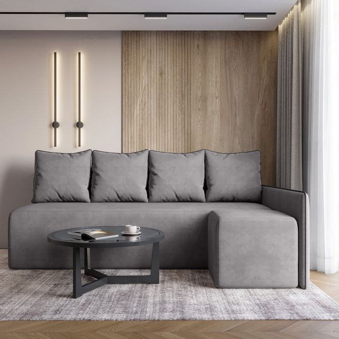 Кутовий диван ортопедичний iSmart MORRO Maxi єврокнижка 205x149 см (матрац Pocket spring) сірий Laura 33