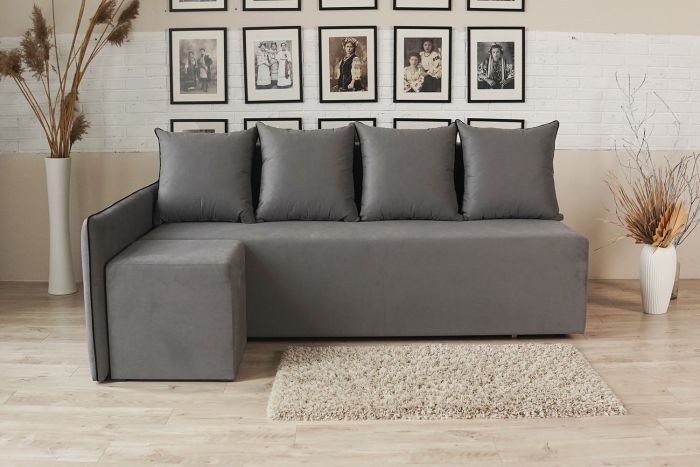 Кутовий диван ортопедичний iSmart MORRO єврокнижка 198x140 см (матрац Lux) сірий Laura 33