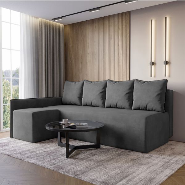 Кутовий диван ортопедичний iSmart MORRO Maxi єврокнижка 205x149 см (матрац Light) графіт Laura 15