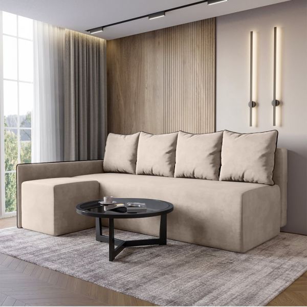 Кутовий диван ортопедичний iSmart MORRO Maxi єврокнижка 205x149 см (матрац Lux) світло-бежевий Laura 2