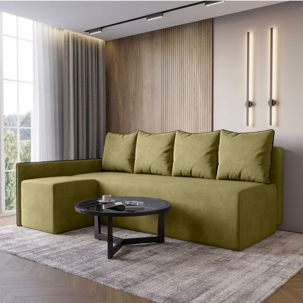 Кутовий диван ортопедичний iSmart MORRO Maxi єврокнижка 205x149 см (матрац Light) оливковий Laura 27