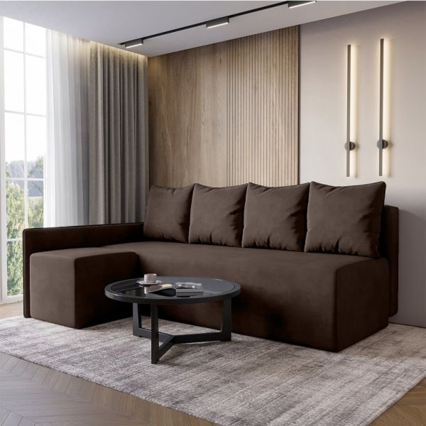 Кутовий диван ортопедичний iSmart MORRO єврокнижка 198x140 см (матрац Silver) темно-коричневий Laura 8