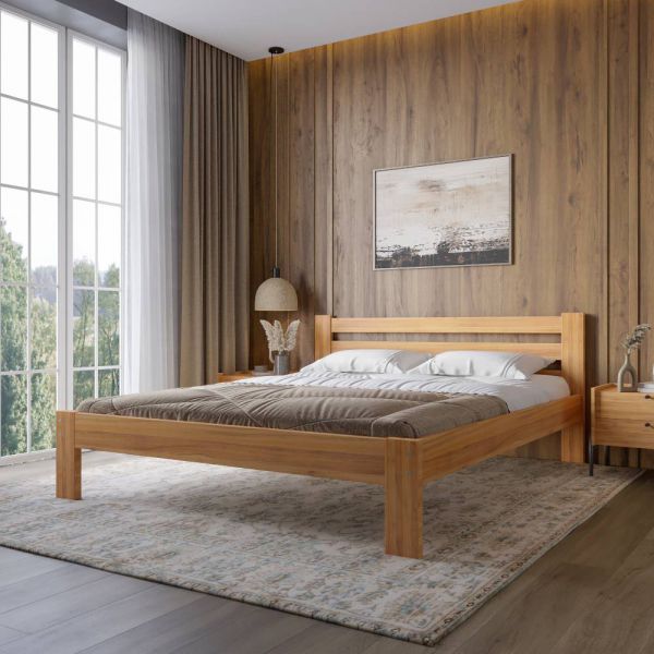 Двоспальне дерев'яне ліжко Mebigrand Баварія Вільха 160х200 см (MBG-14751)