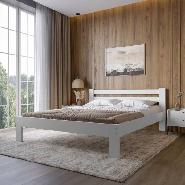 Двоспальне дерев'яне ліжко Mebigrand Баварія Білий (RAL9003) 140х200 см (MBG-14893)